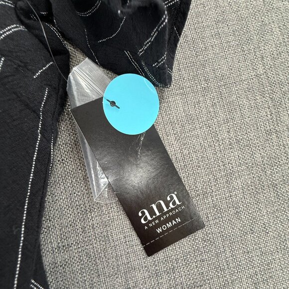 NEW! a.n.a A New Approach Button Top Black Stripe Belt Tie 2X $47 100% Cotton - Picture 3 of 11